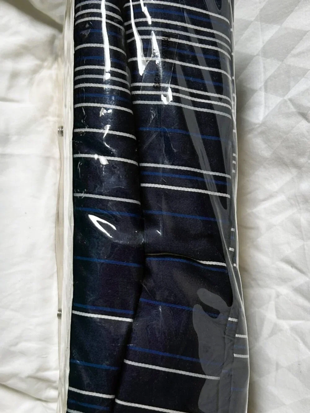 Vintage King size Nautica Deep Fitted Sheet Set~Navy Blue White pinstripe 310tc